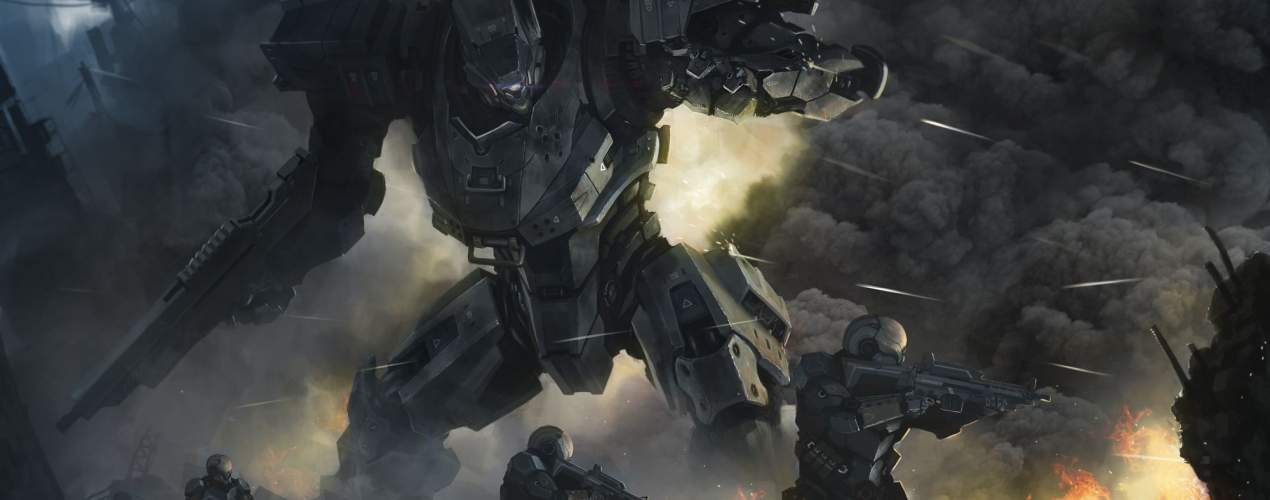 Skirmish Wargame Fight With Troops and Mecha