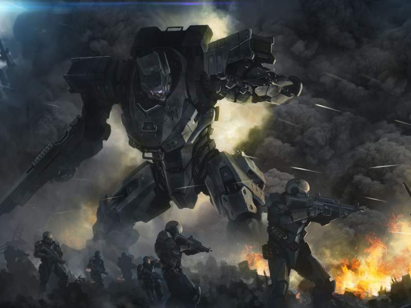 Skirmish Wargame Fight With Troops and Mecha